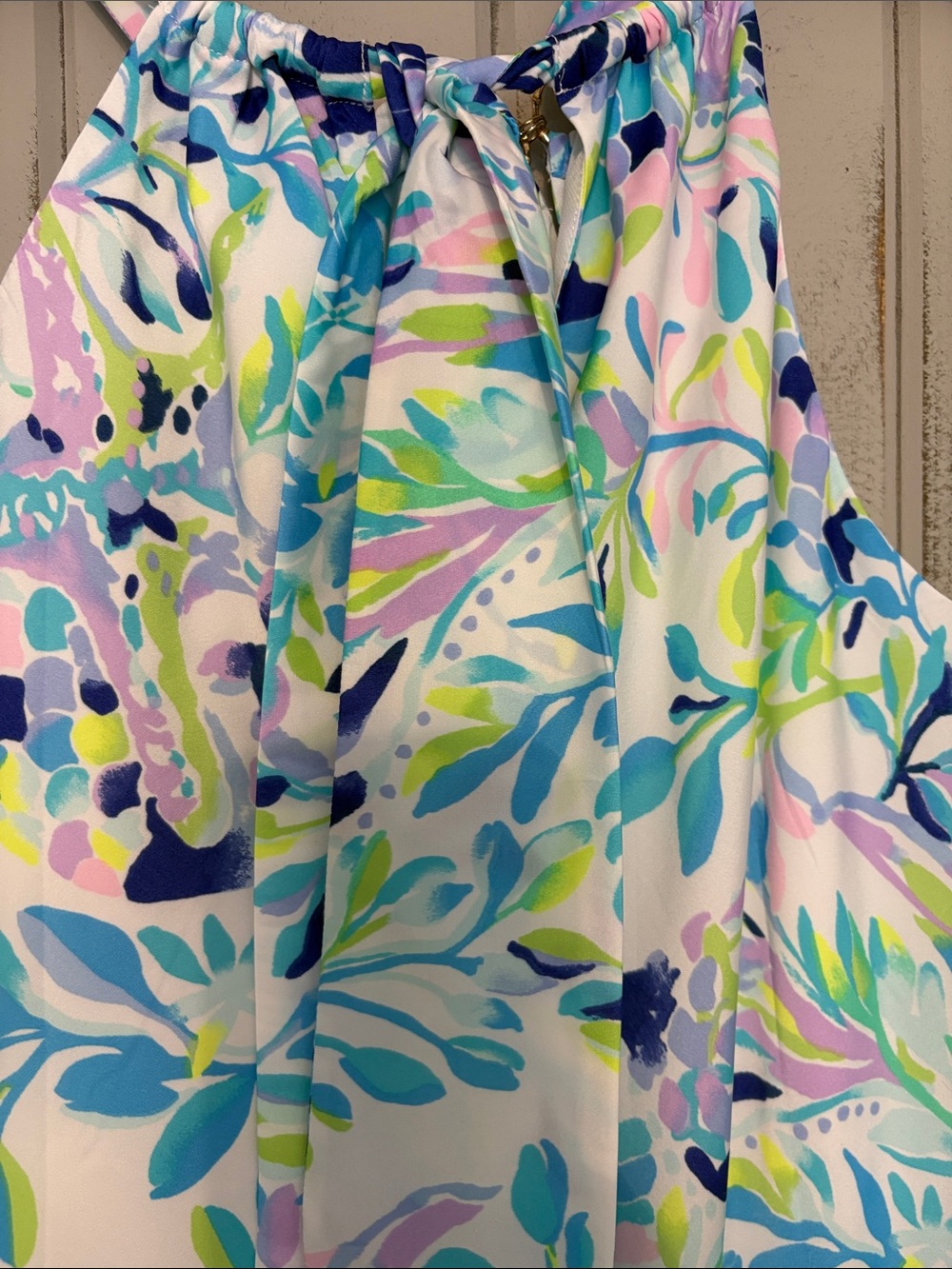 Lilly Pulitzer Halter style  blouse with Gold Ring Detail - Picture 6 of 8